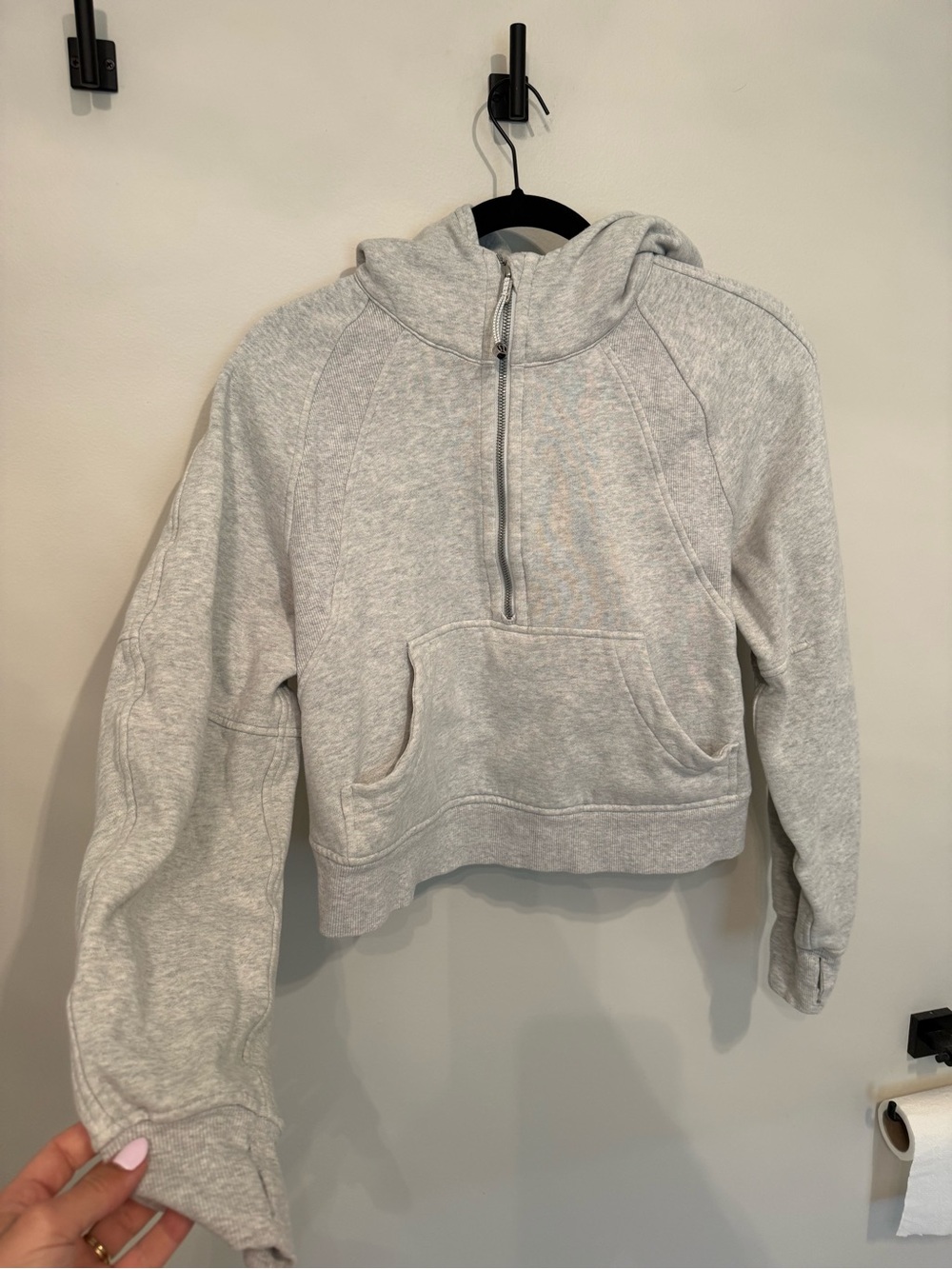 lululemon athletica Light Gray Half-Zip Hooded Sweatshirt